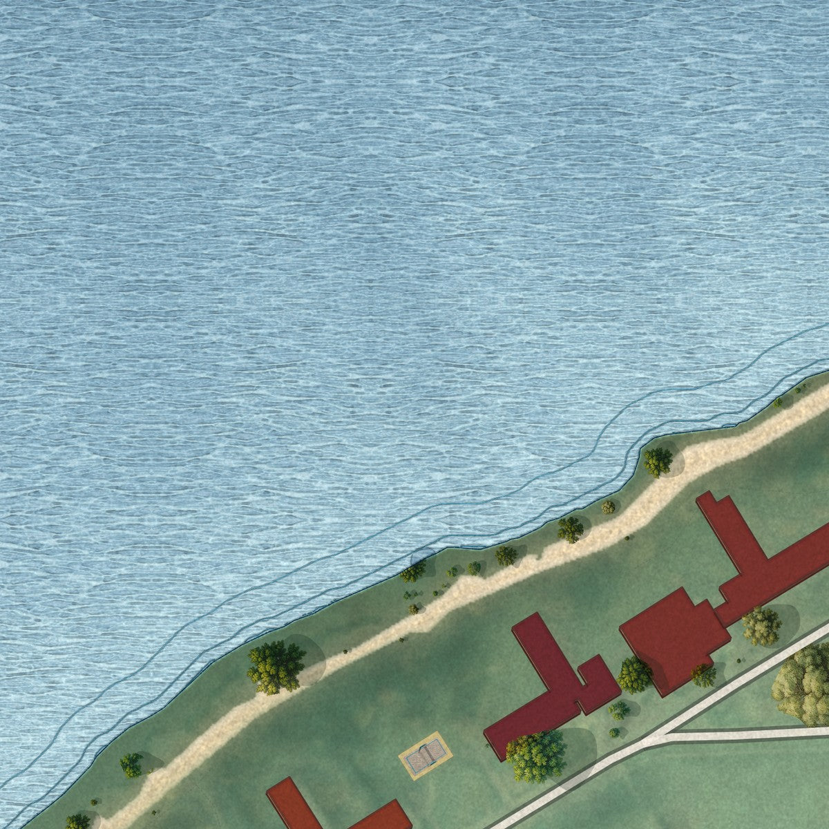 Close-up of the map of SUNY Oswego, New York print showing street and building detail