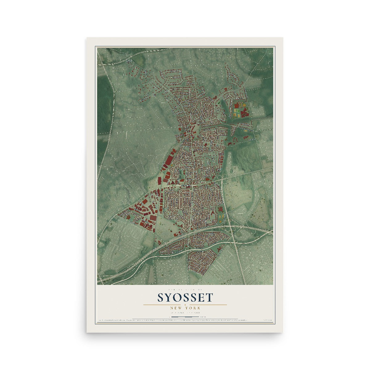 Syosset, New York map print, 12" x 18" Archival Matte Print mockup