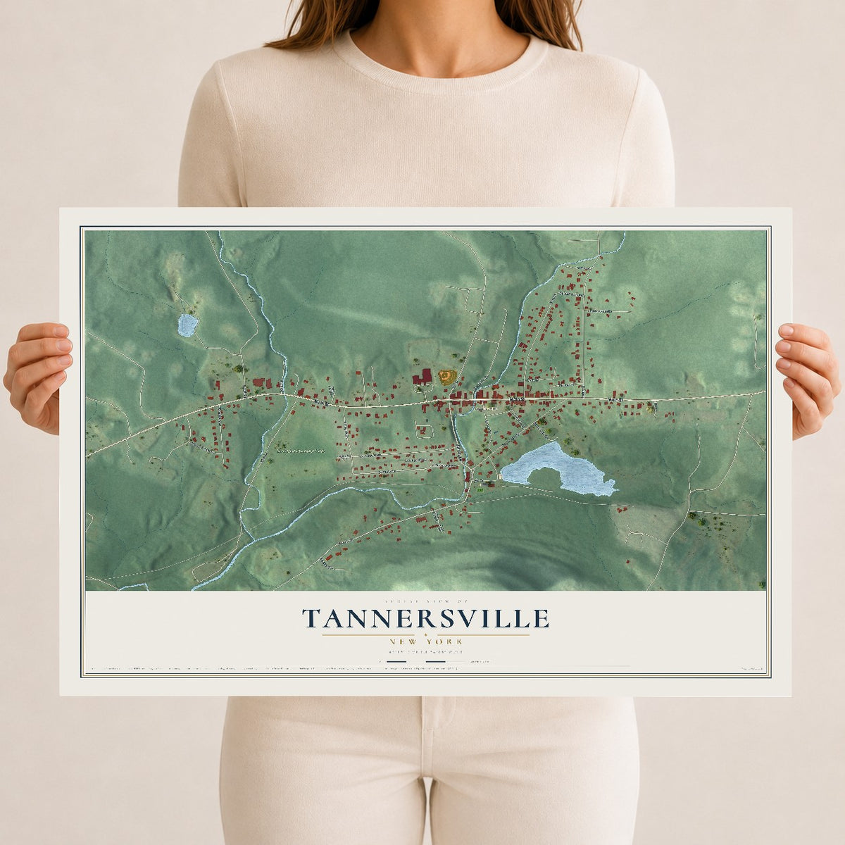 Tannersville, New York map print, 12" x 18" Archival Matte Print mockup