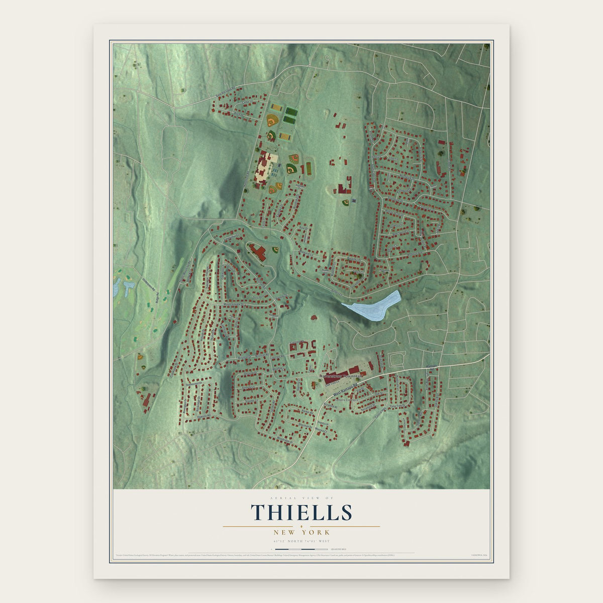 Thiells, New York map print, the full design