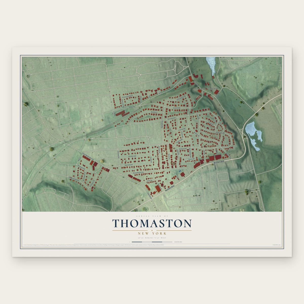 Thomaston, New York map print, the full design