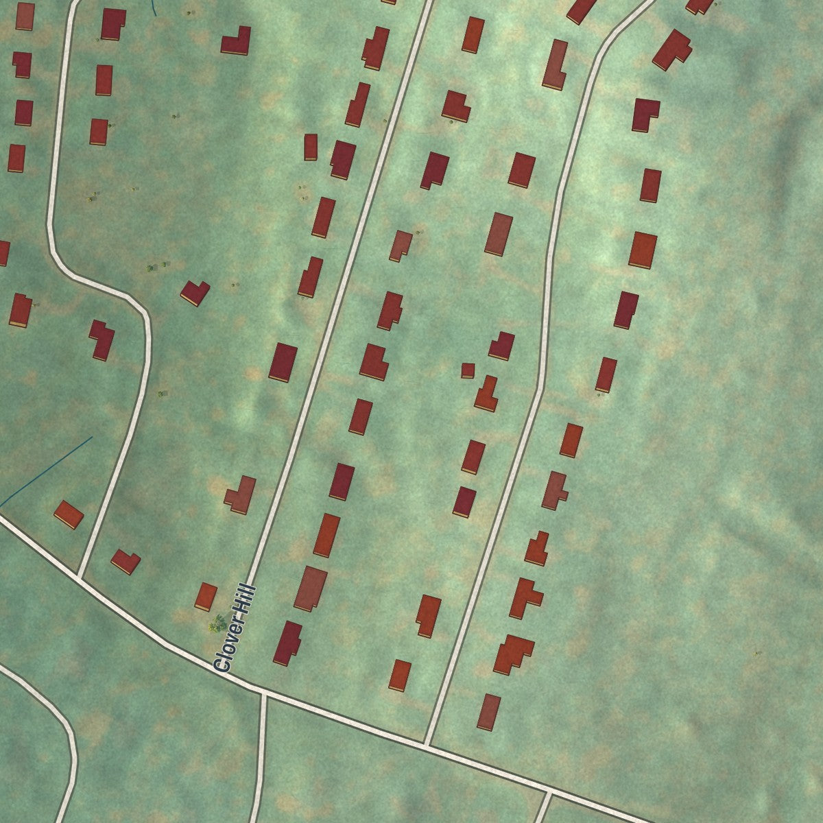 Close-up of the map of Titusville, New York print showing street and building detail