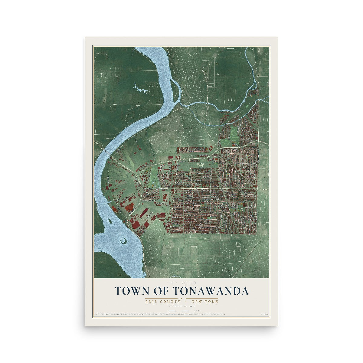 Map of the Town of Tonawanda, Erie County, New York, 12 x 18 inch unframed archival matte print
