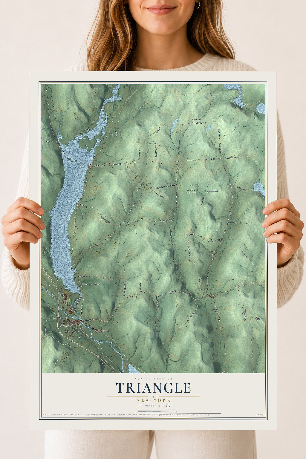 Triangle, New York map print, 18" x 24" Archival Matte Print mockup