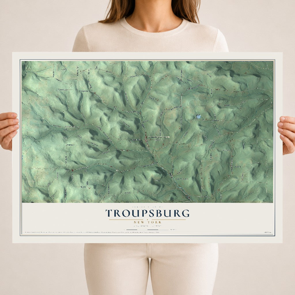 Troupsburg, New York map print, 18" x 24" Archival Matte Print mockup