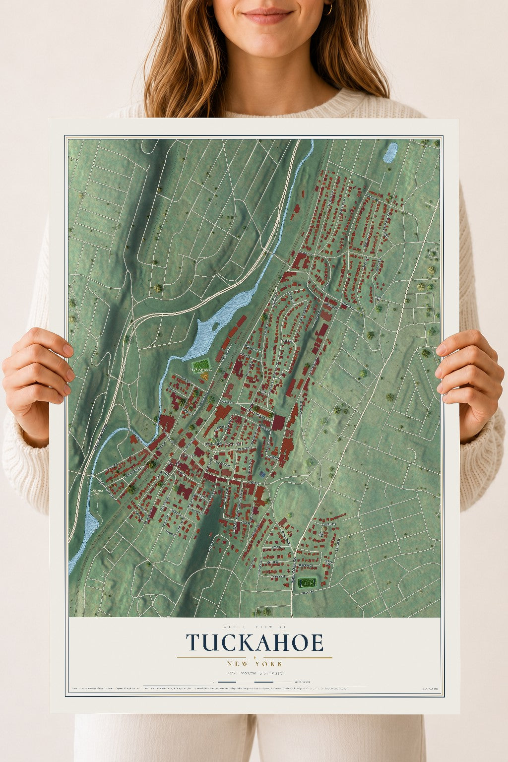 Tuckahoe, New York map print, 18" x 24" Archival Matte Print mockup