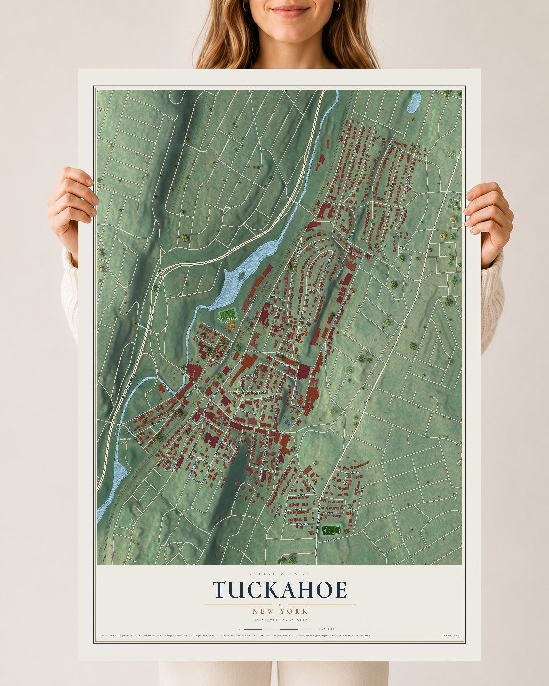 Tuckahoe, New York map print, 24" x 36" Archival Matte Print mockup