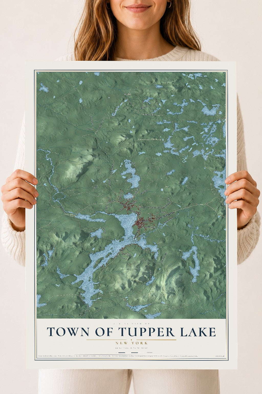 Tupper Lake, New York map print, 18" x 24" Archival Matte Print mockup
