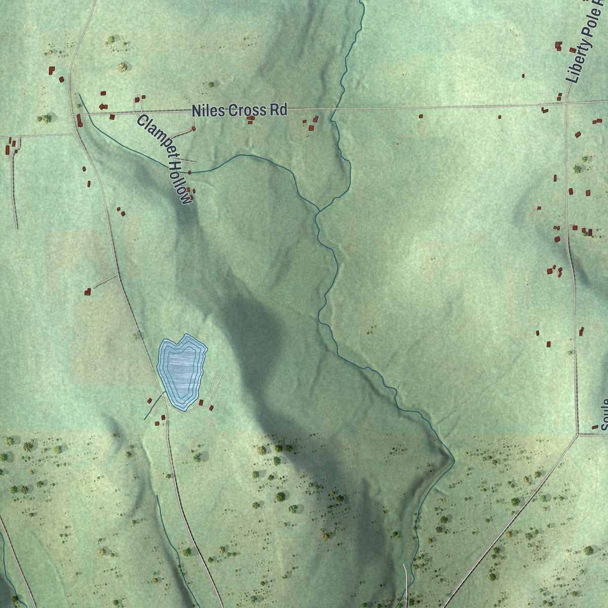 Second close-up of the map of Tuscarora, New York print showing more streets and buildings
