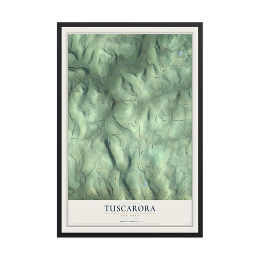 Map of Tuscarora, New York, 12 x 18 inch print in a black wood frame