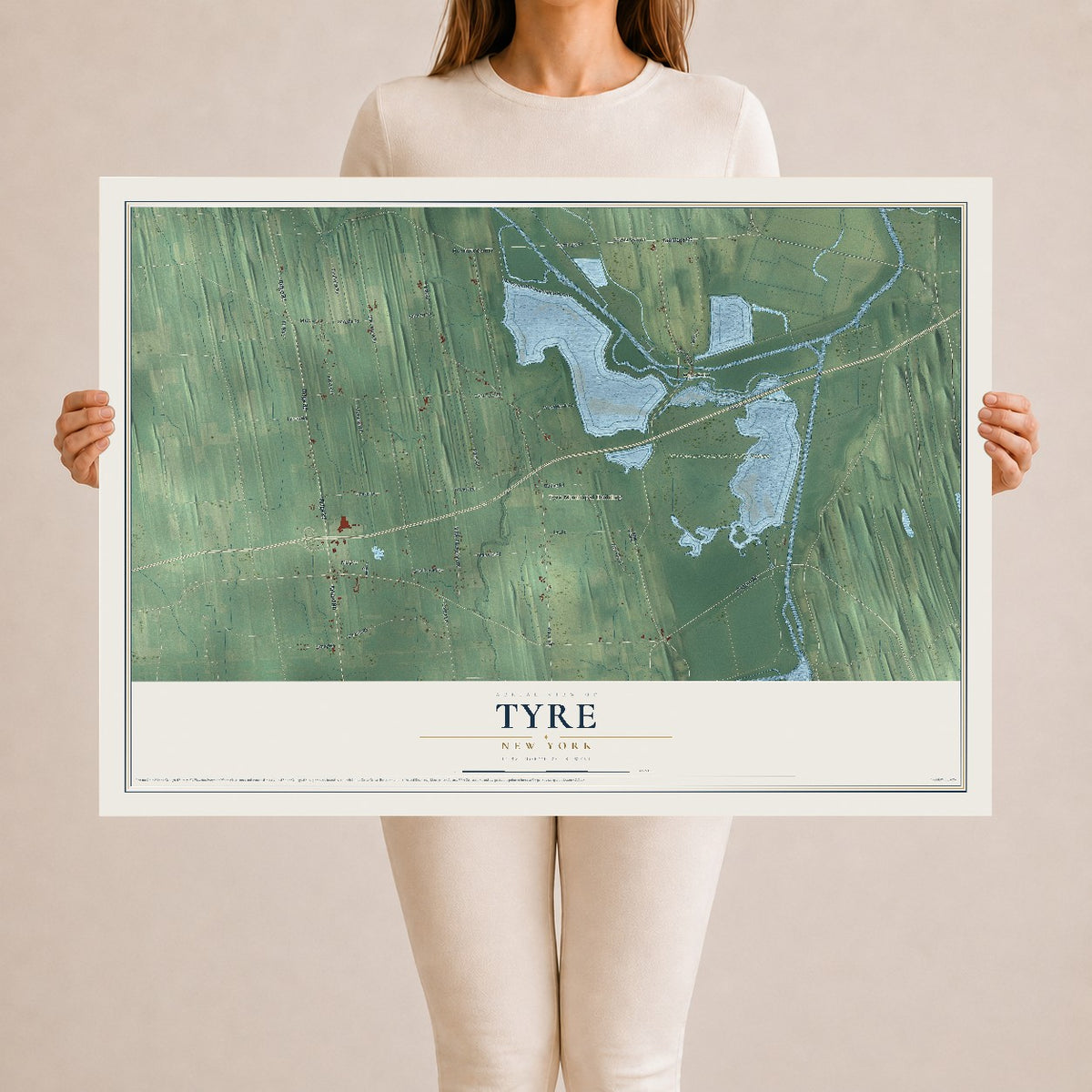 Tyre, New York map print, 24" x 36" Archival Matte Print mockup