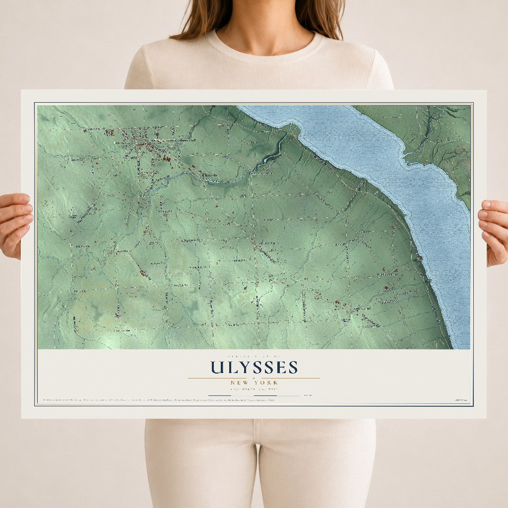 Ulysses, New York map print, 18" x 24" Archival Matte Print mockup