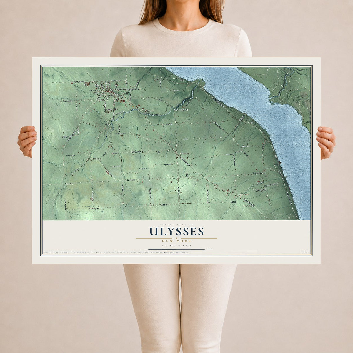 Ulysses, New York map print, 24" x 36" Archival Matte Print mockup