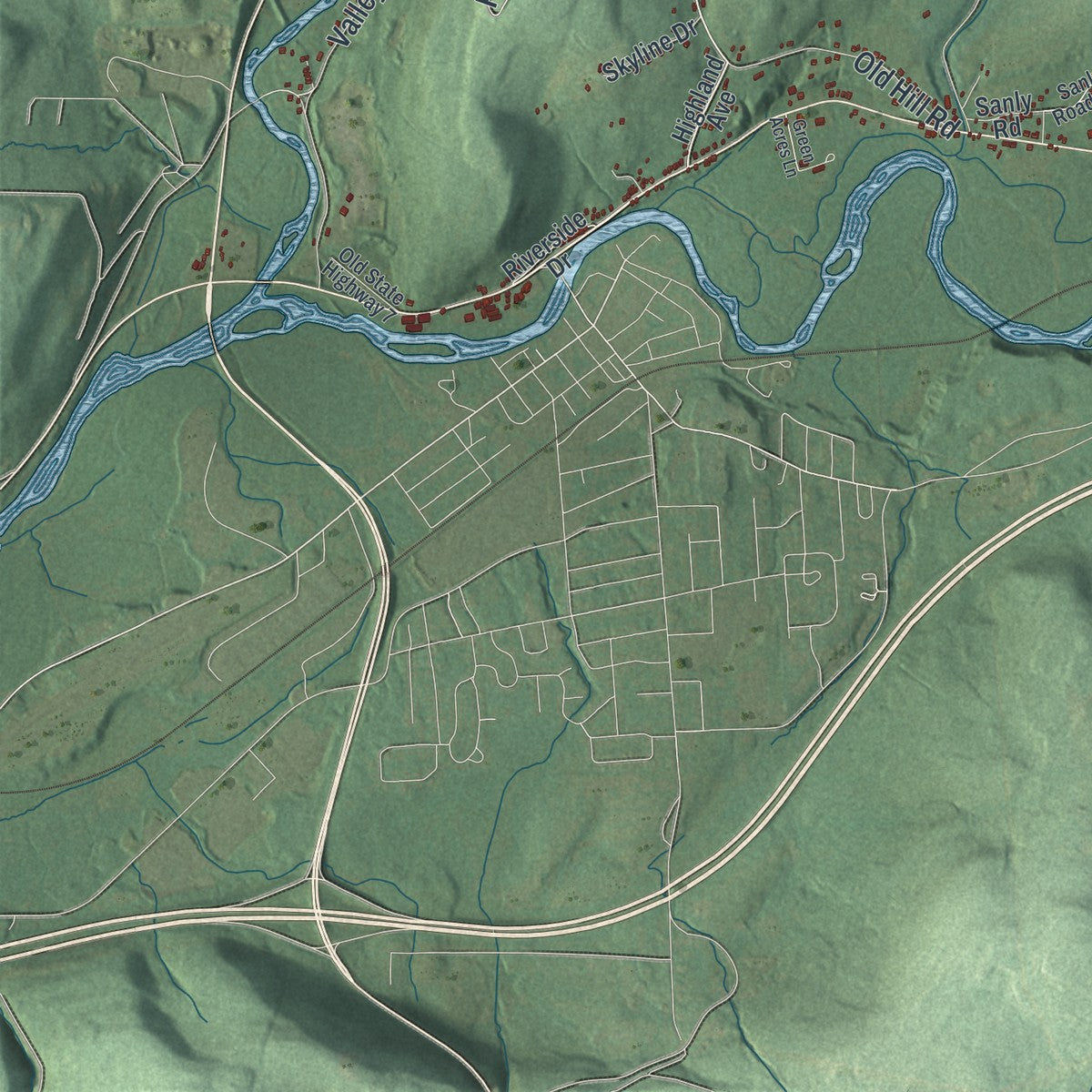 Close-up 2 of the Unadilla, New York map artwork