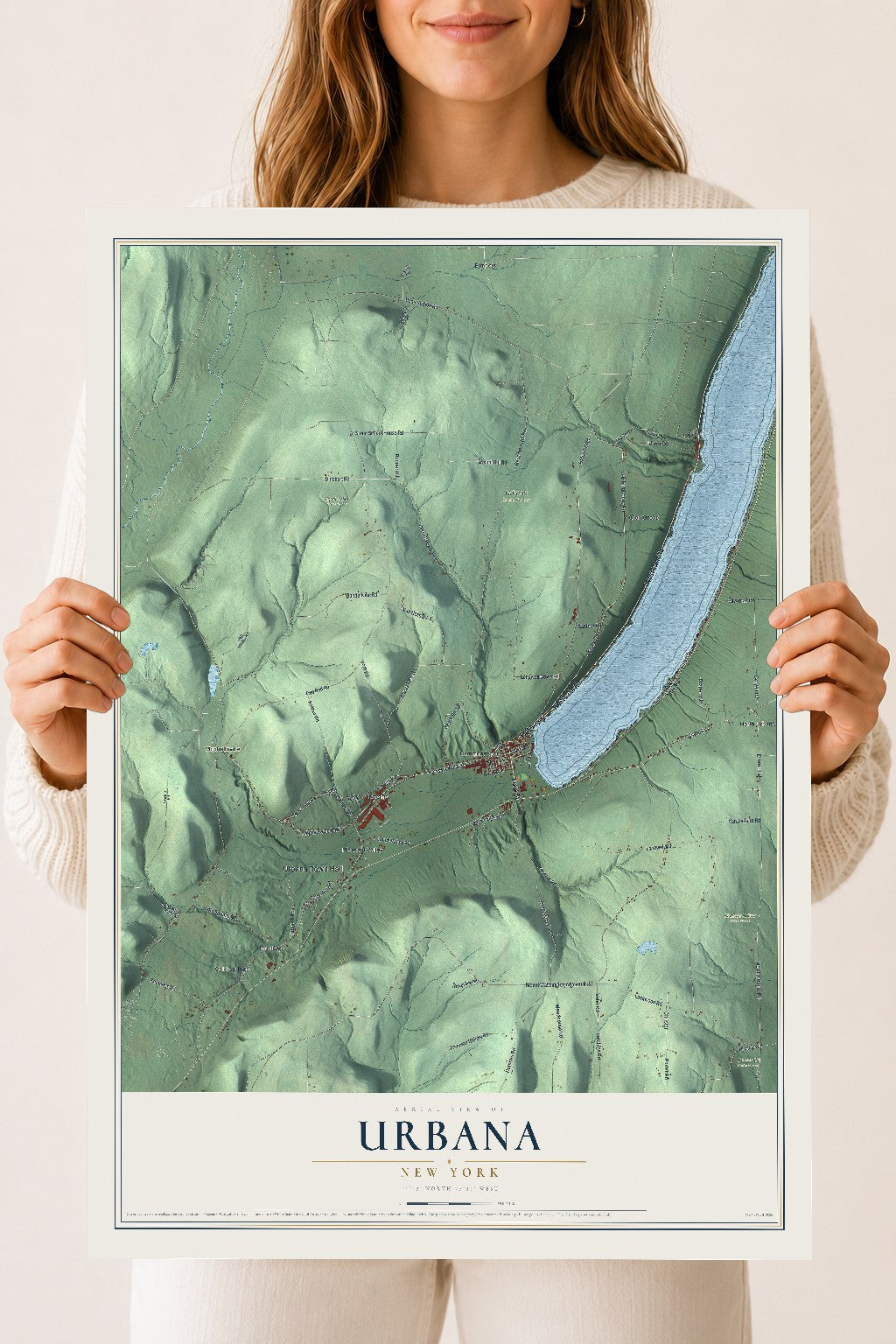 Urbana, New York map print, 18" x 24" Archival Matte Print mockup