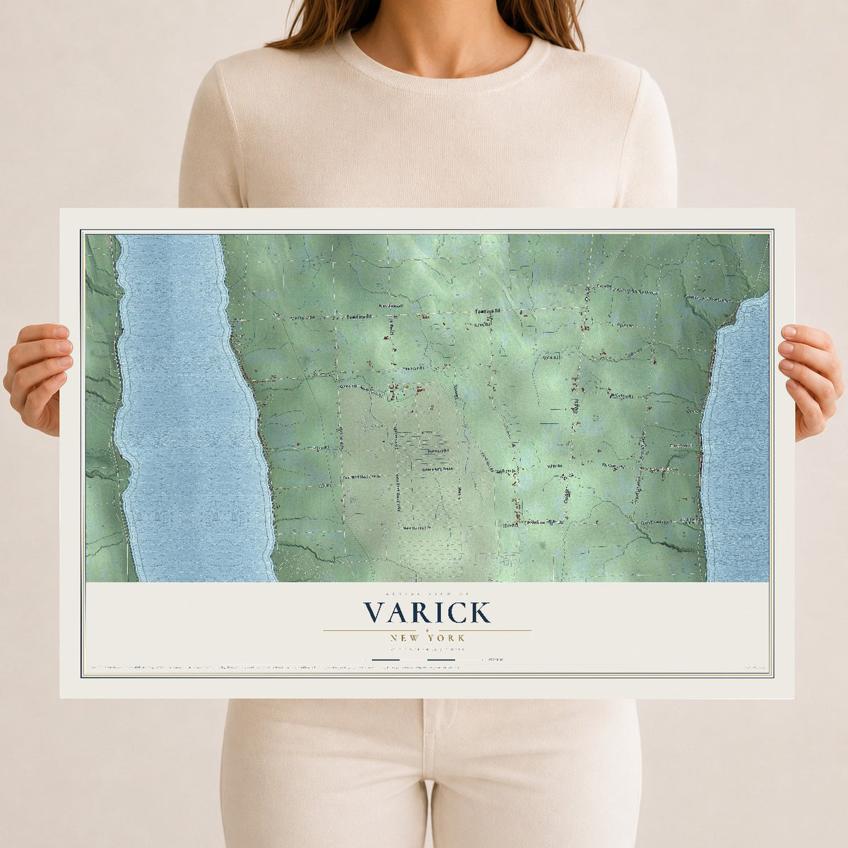 Varick, New York map print, 12" x 18" Archival Matte Print mockup