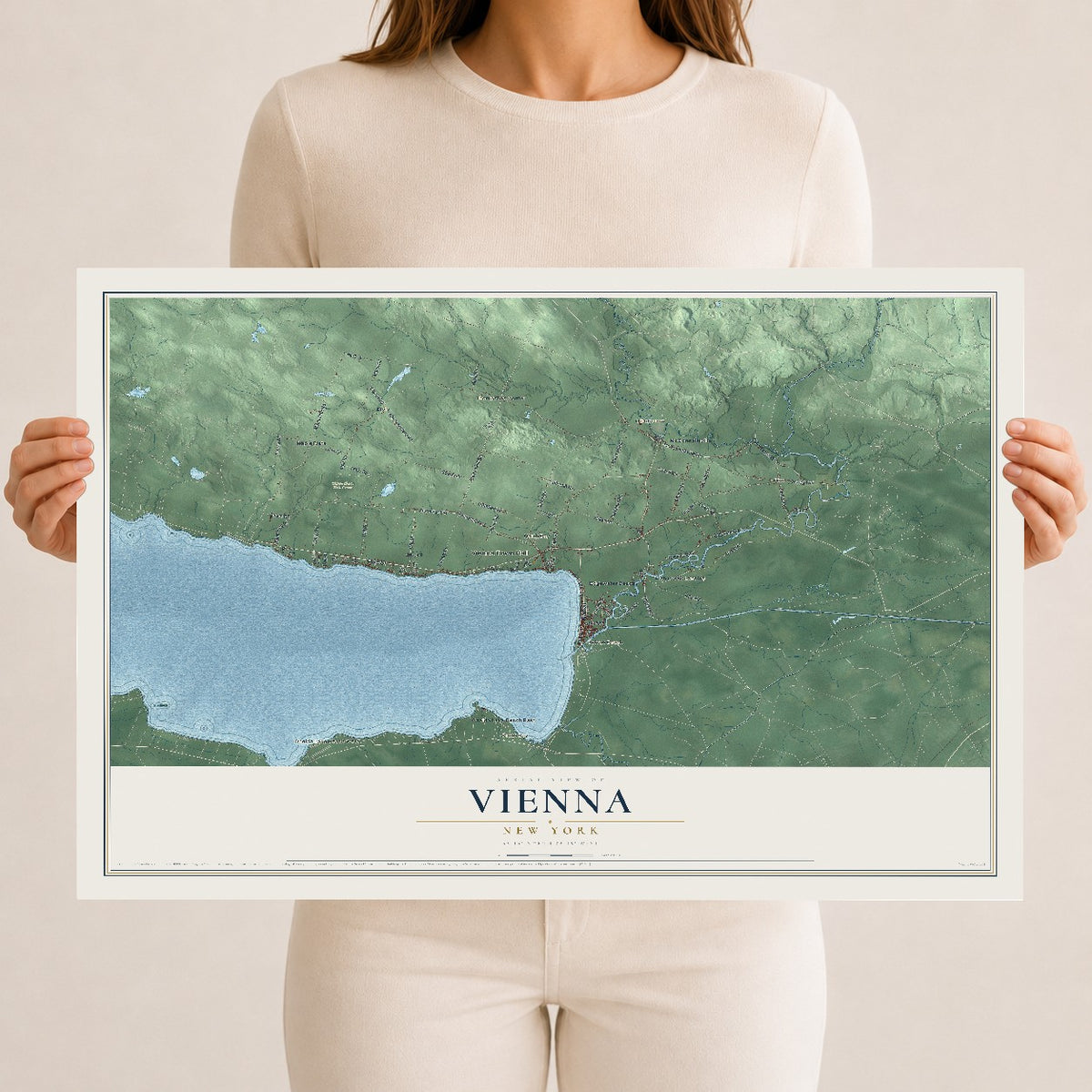 Vienna, New York map print, 12" x 18" Archival Matte Print mockup