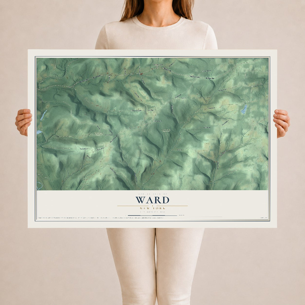 Ward, New York map print, 24" x 36" Archival Matte Print mockup