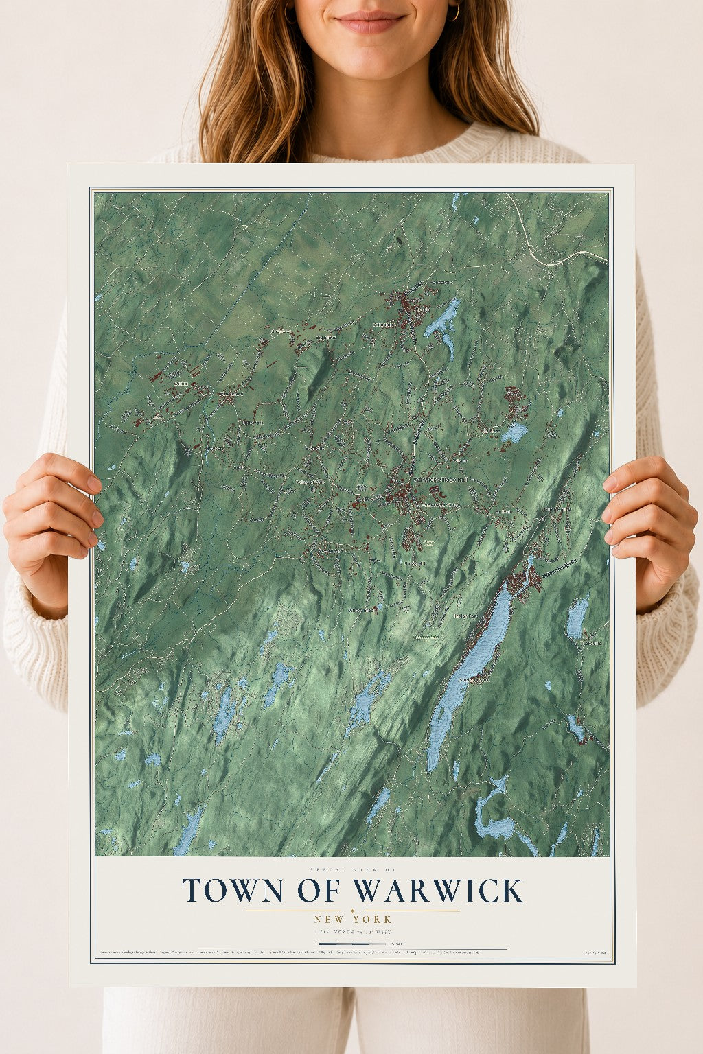 Map of the Town of Warwick, New York, 18 x 24 inch unframed archival matte print