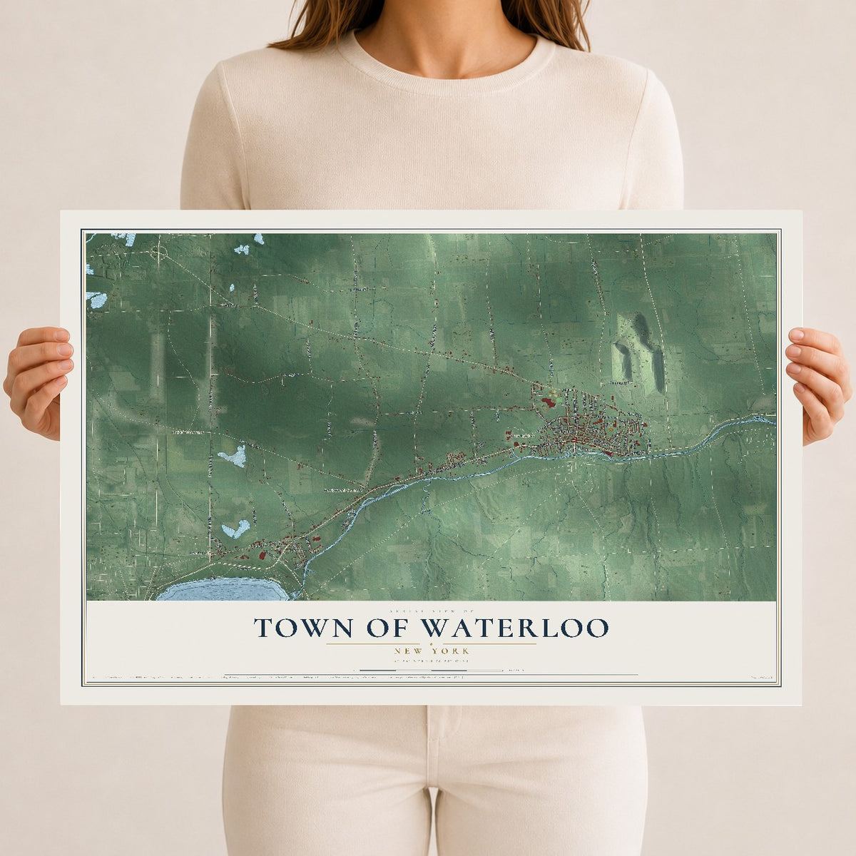 Waterloo, New York map print, 12" x 18" Archival Matte Print mockup