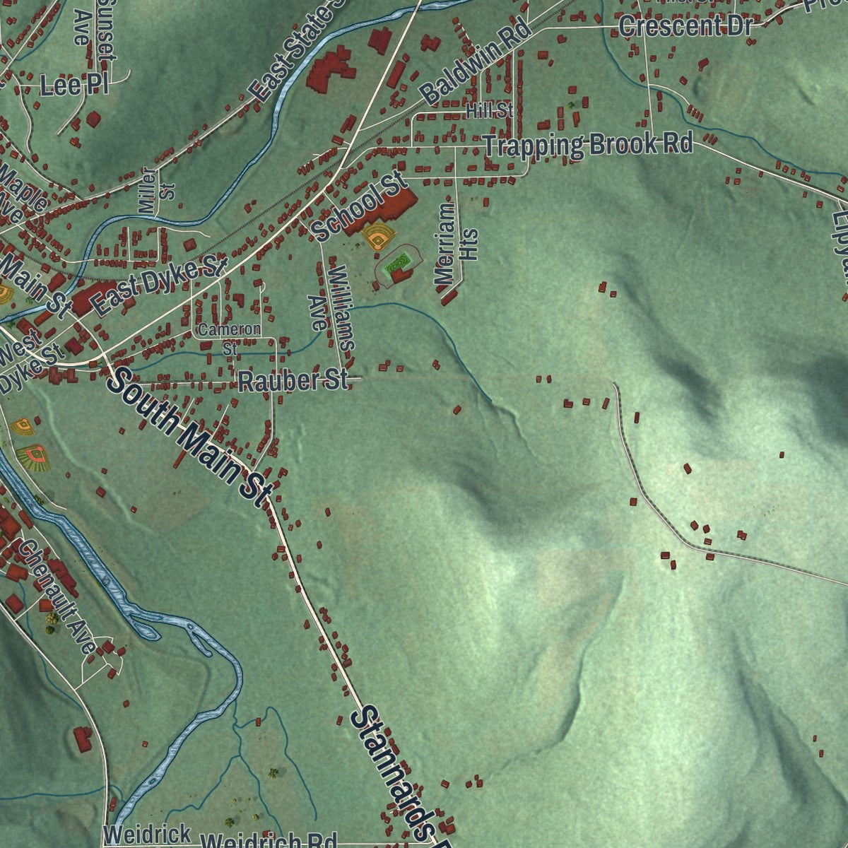 Close-up 2 of the Wellsville, New York map artwork
