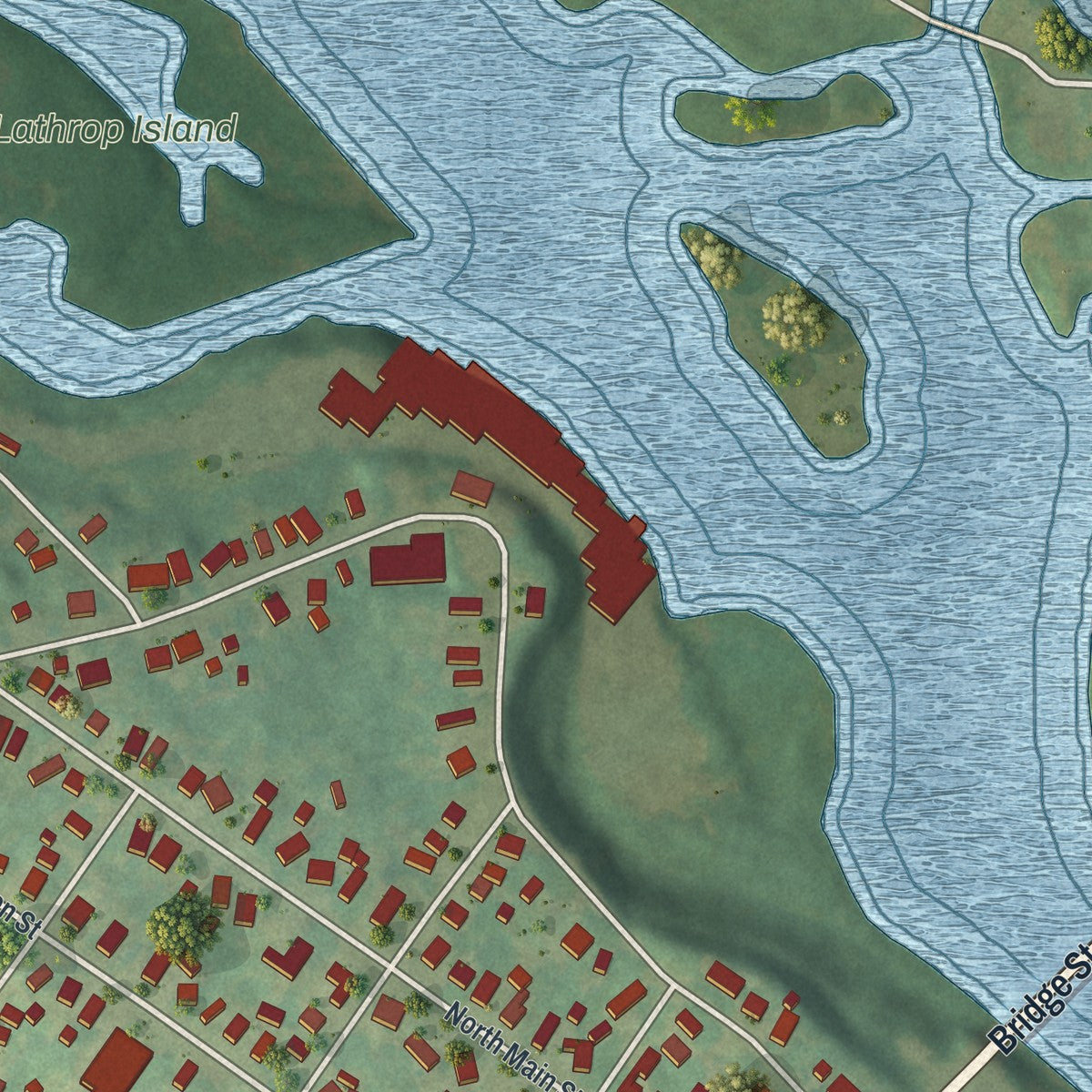 Close-up of the map of West Carthage, New York print showing street and building detail