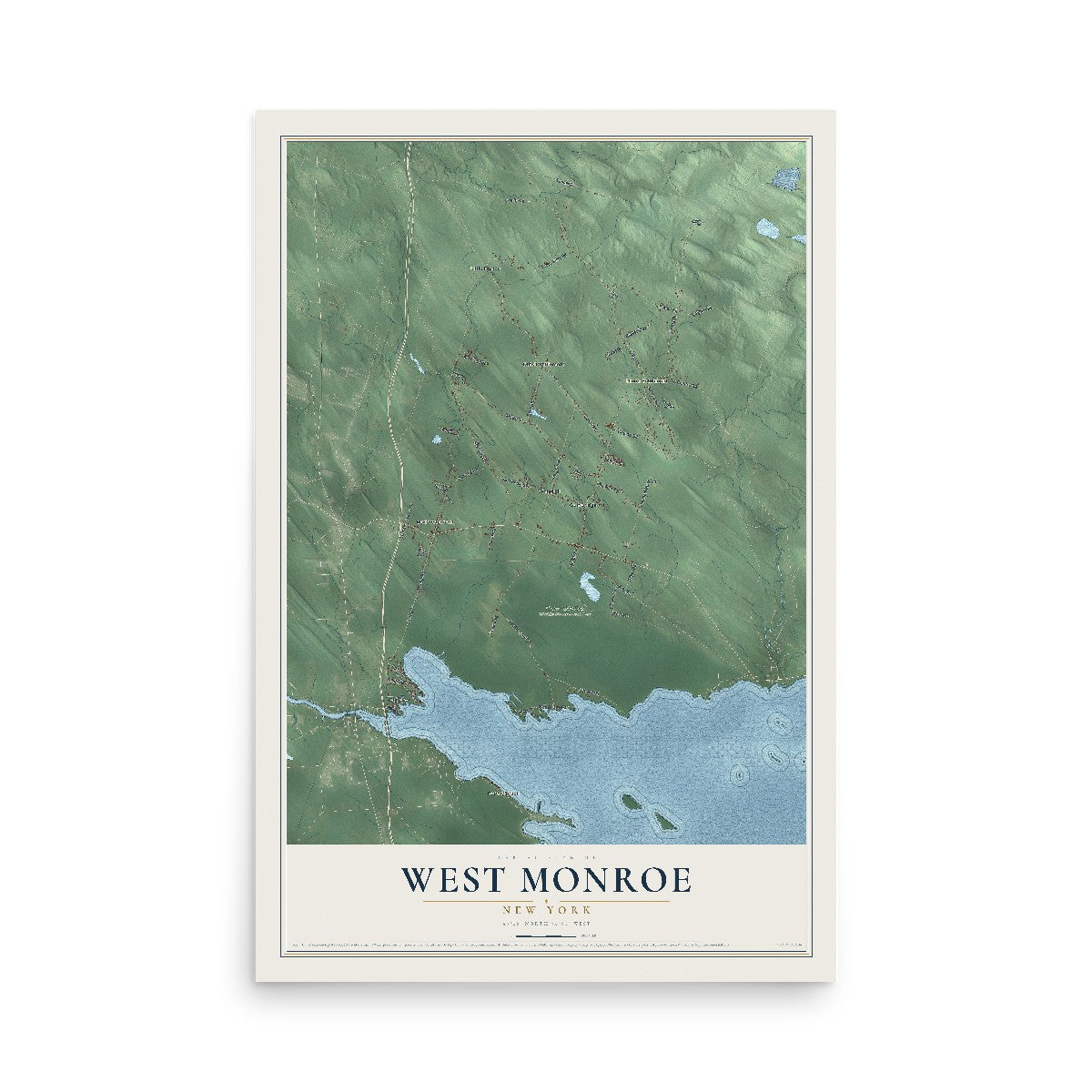 West Monroe, New York map print, 12" x 18" Archival Matte Print mockup