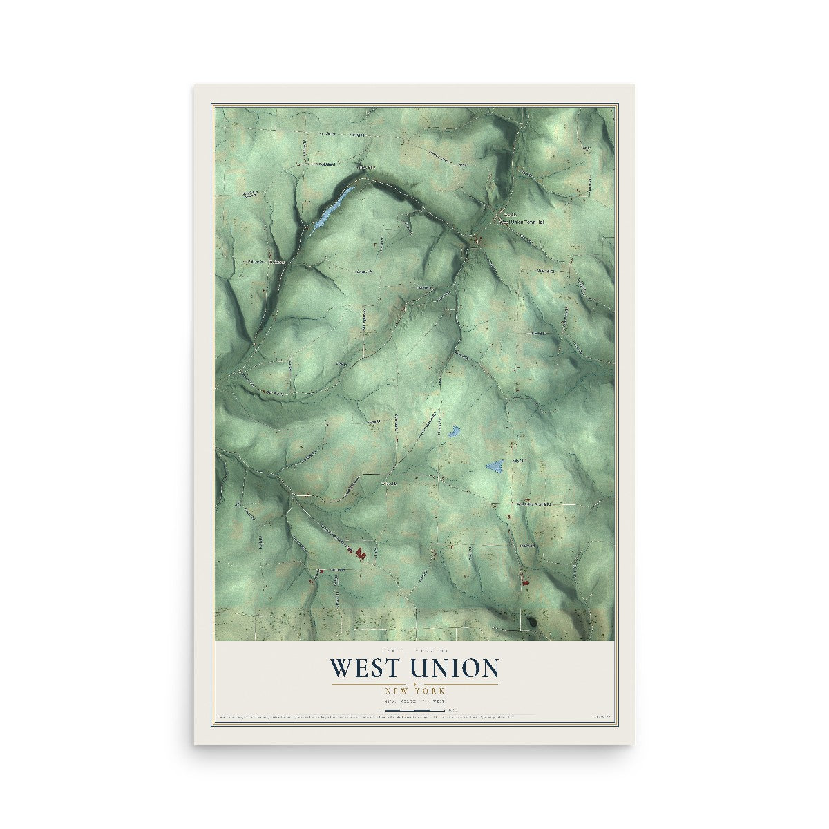 West Union, New York map print, 12" x 18" Archival Matte Print mockup