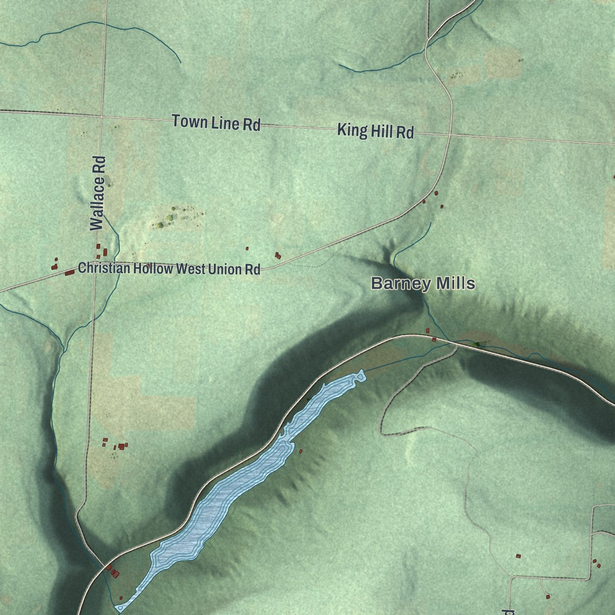 Close-up 2 of the West Union, New York map artwork