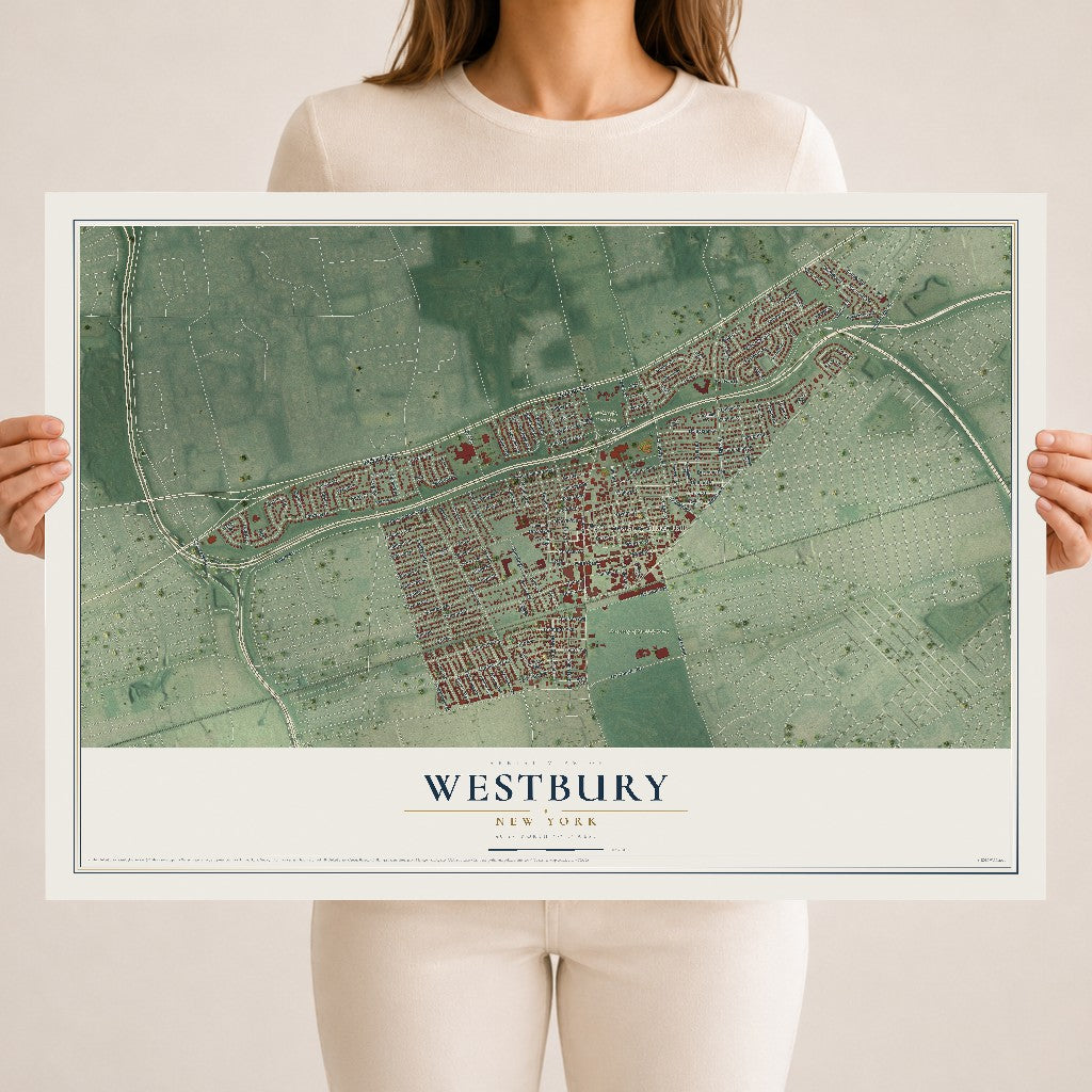 Westbury, New York map print, 18" x 24" Archival Matte Print mockup