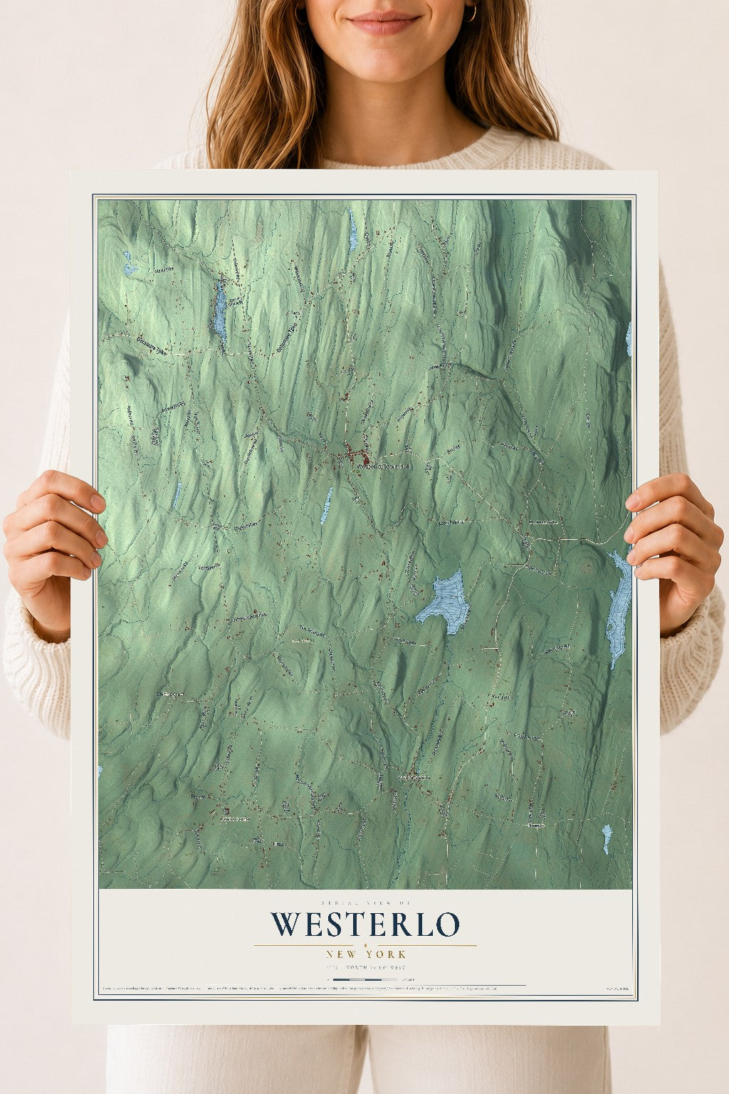 Westerlo, New York map print, 18" x 24" Archival Matte Print mockup