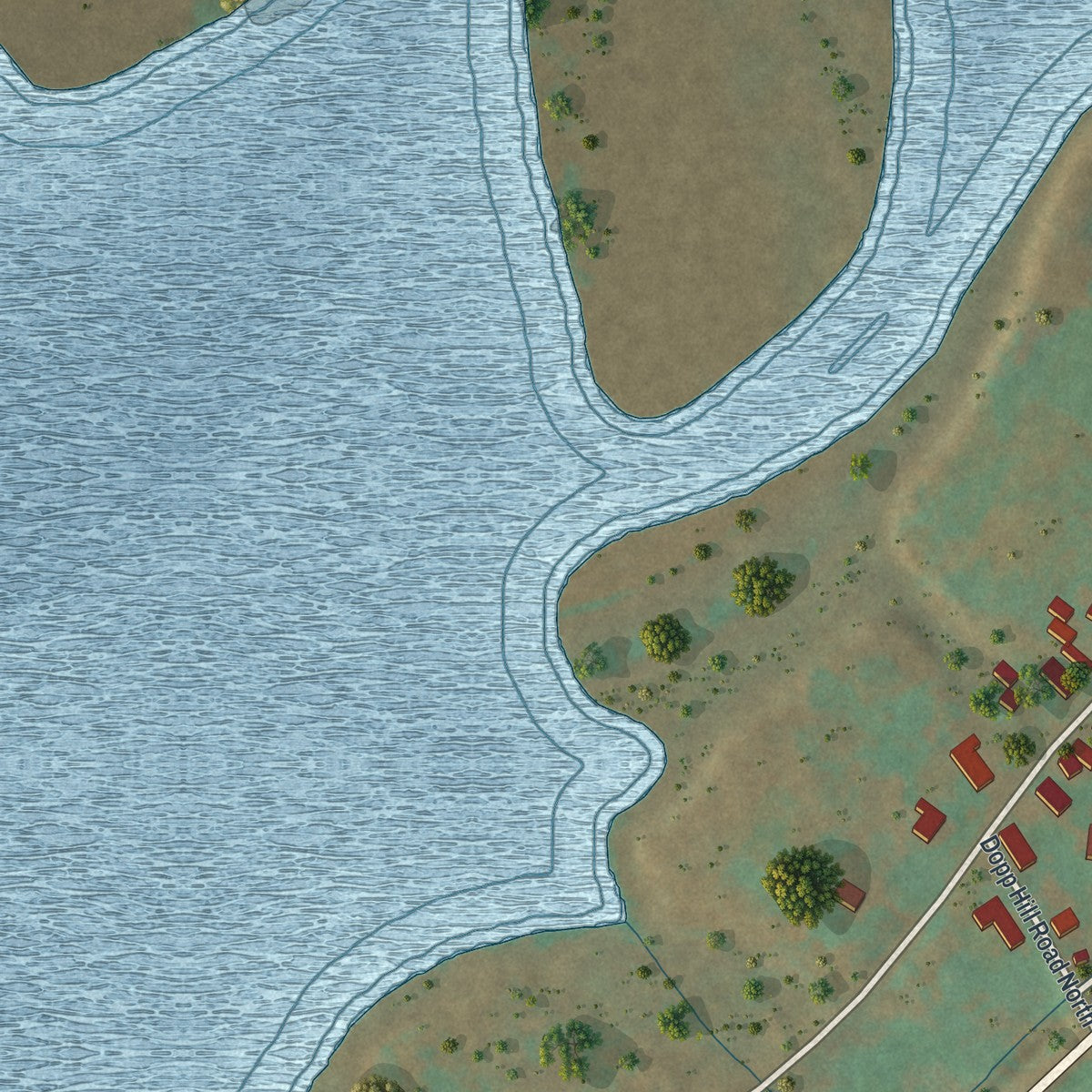 Close-up of the map of Westernville, New York print showing street and building detail