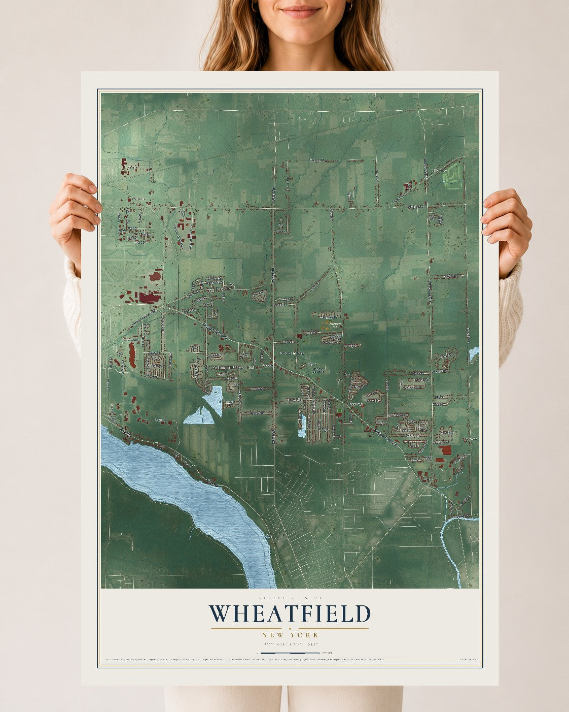 Wheatfield, New York map print, 24" x 36" Archival Matte Print mockup