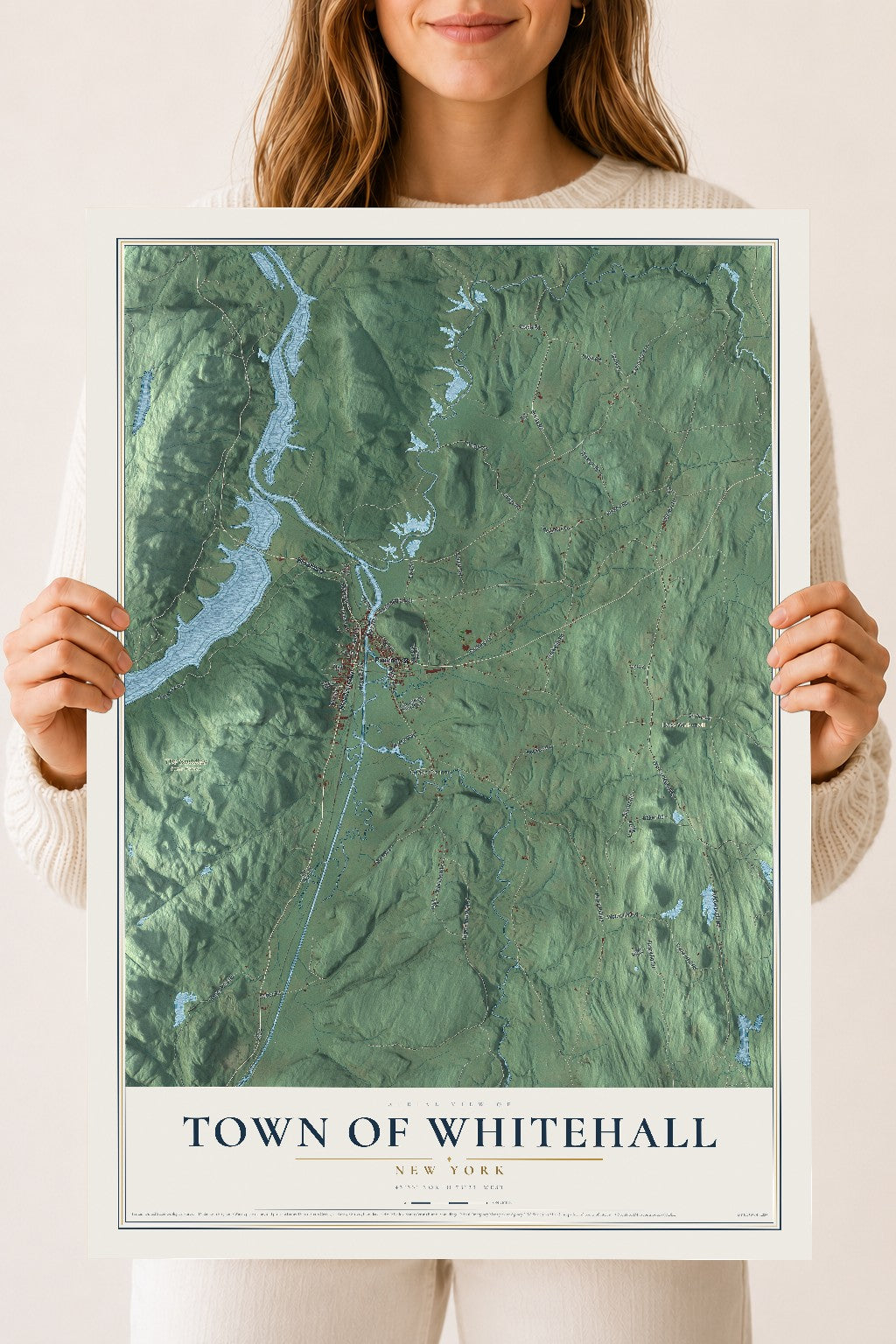 Whitehall, New York map print, 18" x 24" Archival Matte Print mockup
