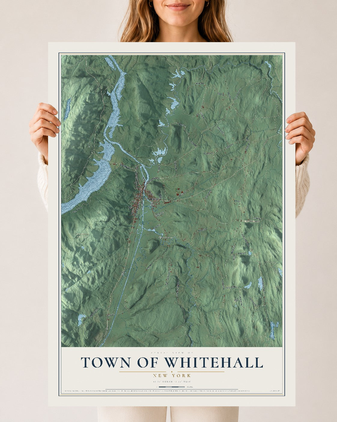 Whitehall, New York map print, 24" x 36" Archival Matte Print mockup
