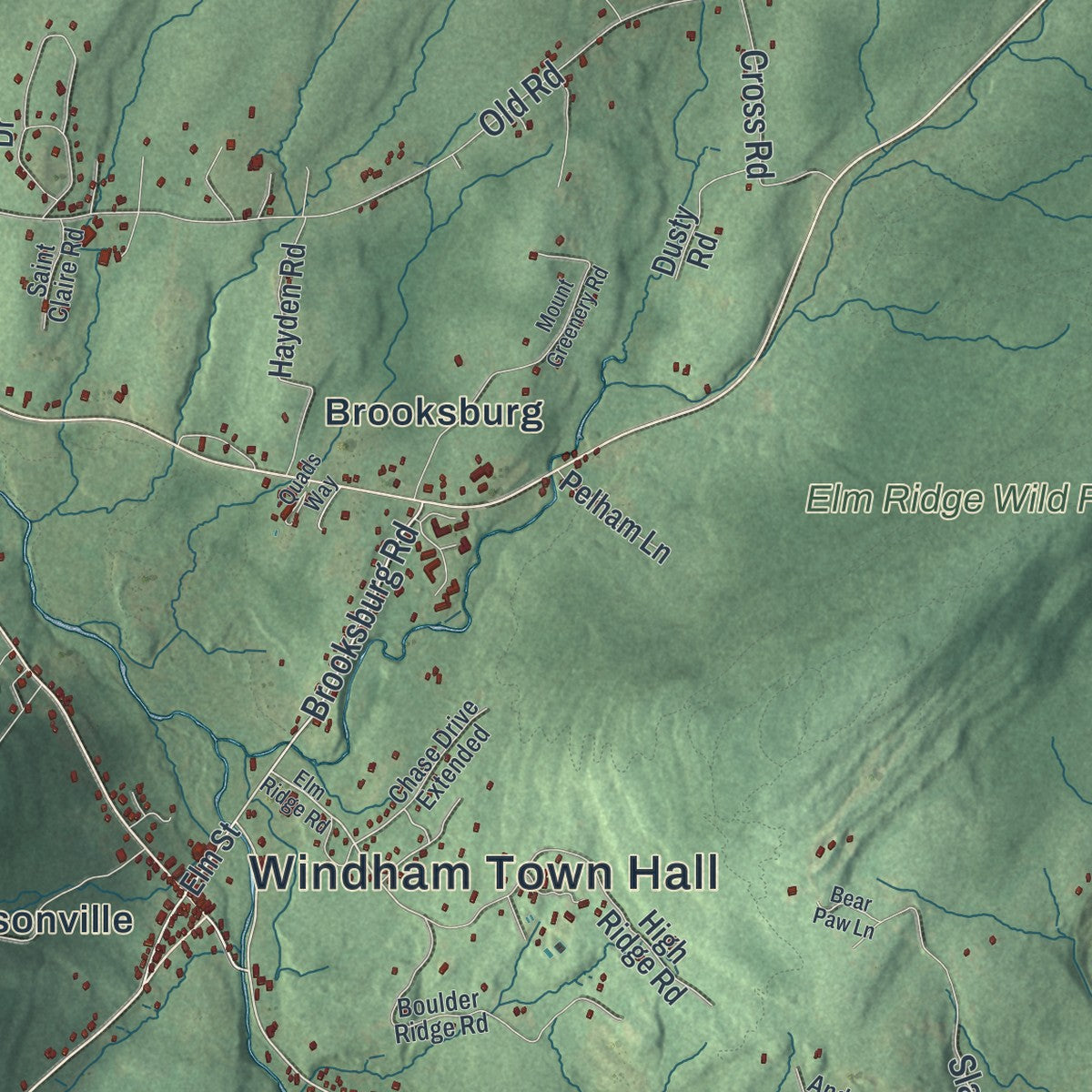 Close-up 2 of the Windham, New York map artwork