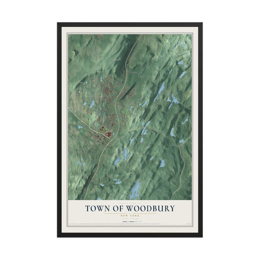 Map of the Town of Woodbury, New York, 12 x 18 inch print in a black wood frame