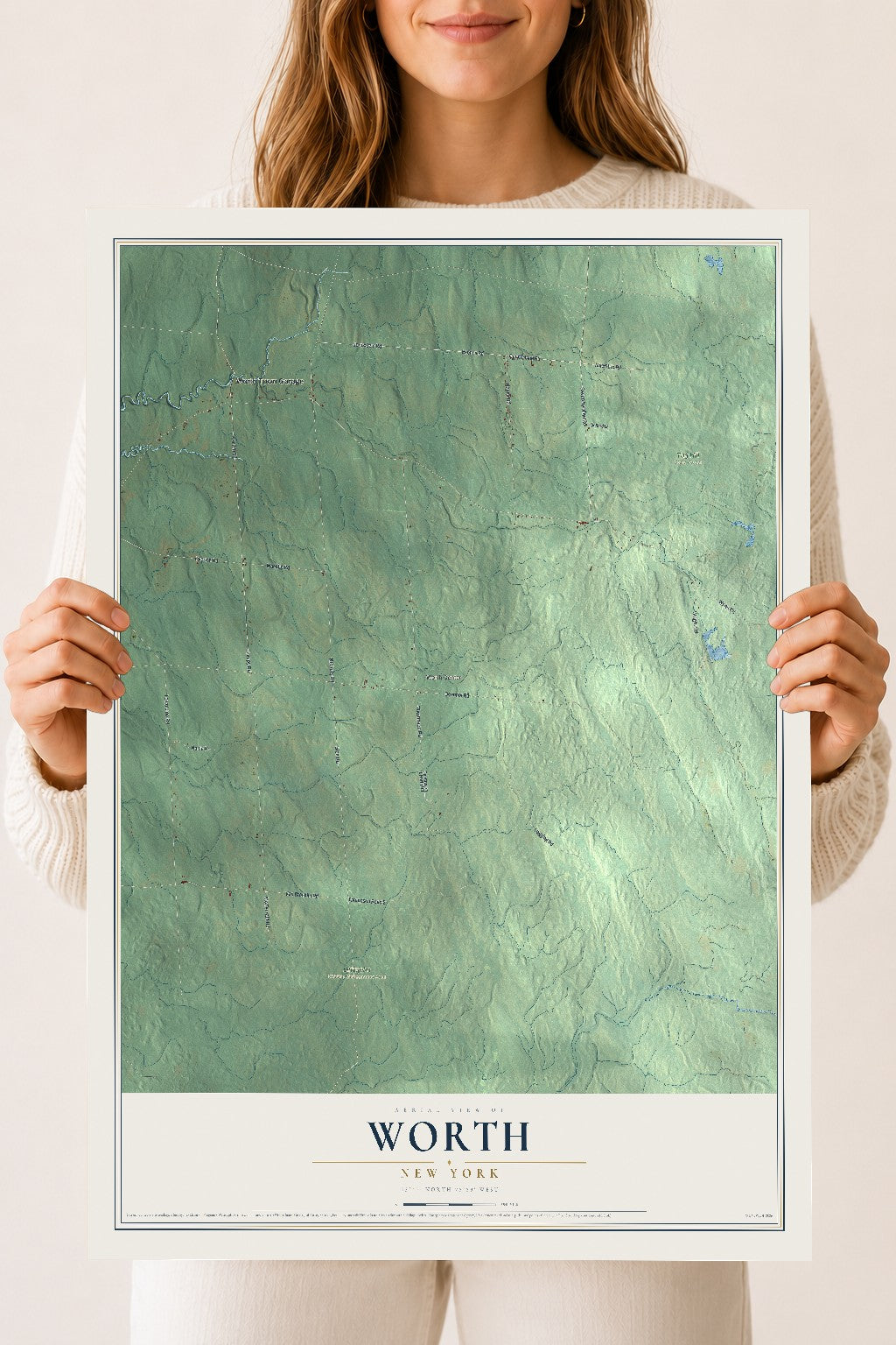Worth, New York map print, 18" x 24" Archival Matte Print mockup