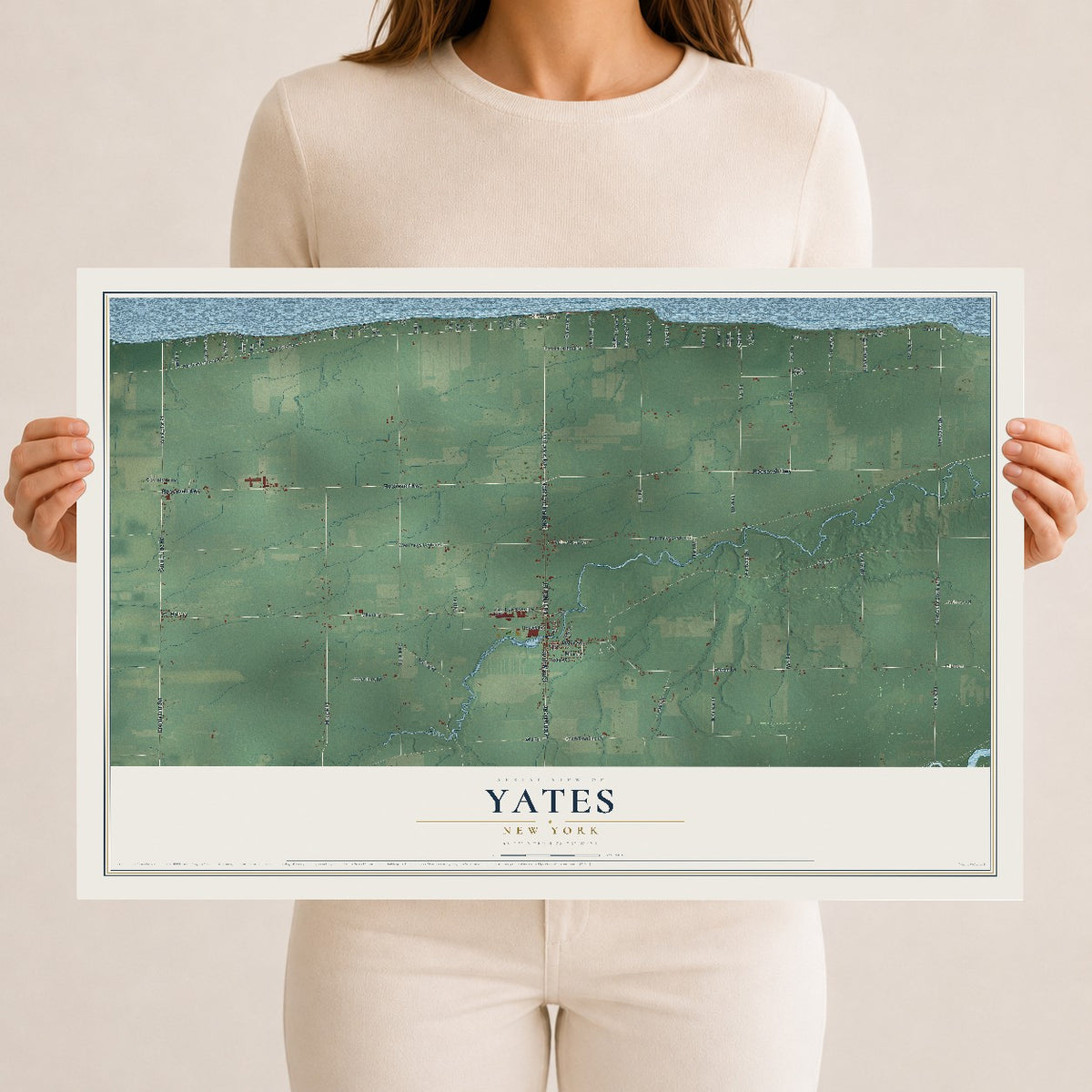 Yates, New York map print, 12" x 18" Archival Matte Print mockup