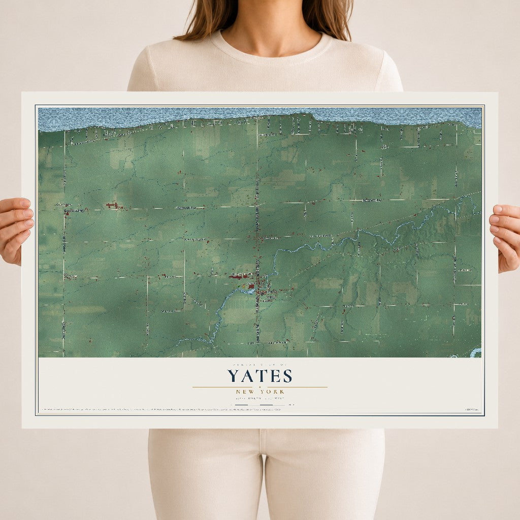 Yates, New York map print, 18" x 24" Archival Matte Print mockup