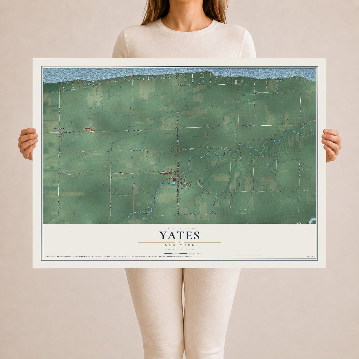 Yates, New York map print, 24" x 36" Archival Matte Print mockup