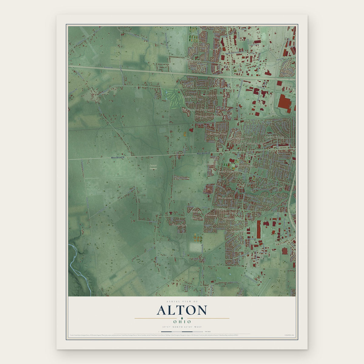 Alton, Ohio map print, the full design