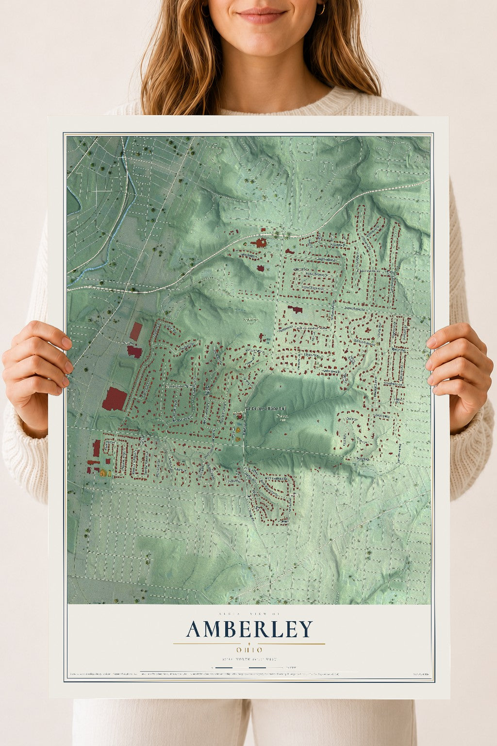 Map of Amberley, Ohio, 18 x 24 inch unframed archival matte print