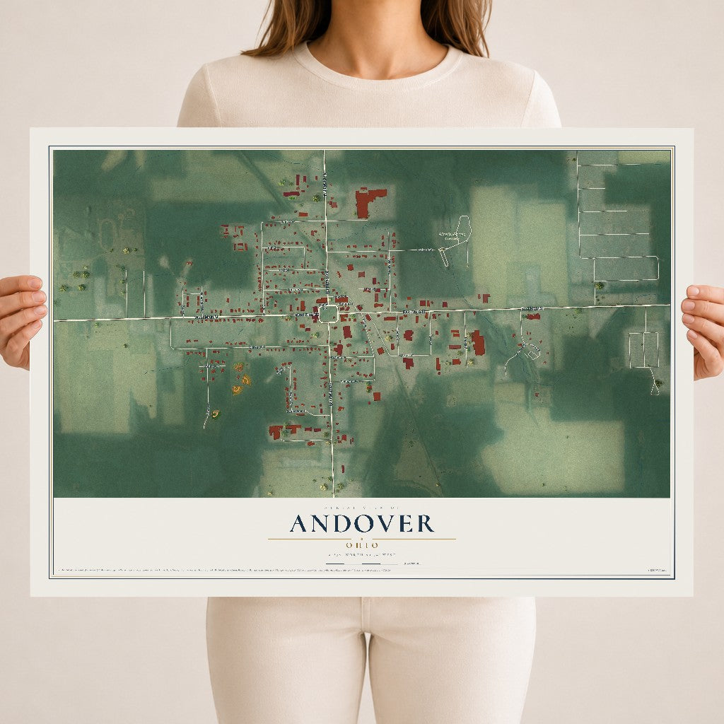 Map of Andover, Ohio, 18 x 24 inch unframed archival matte print