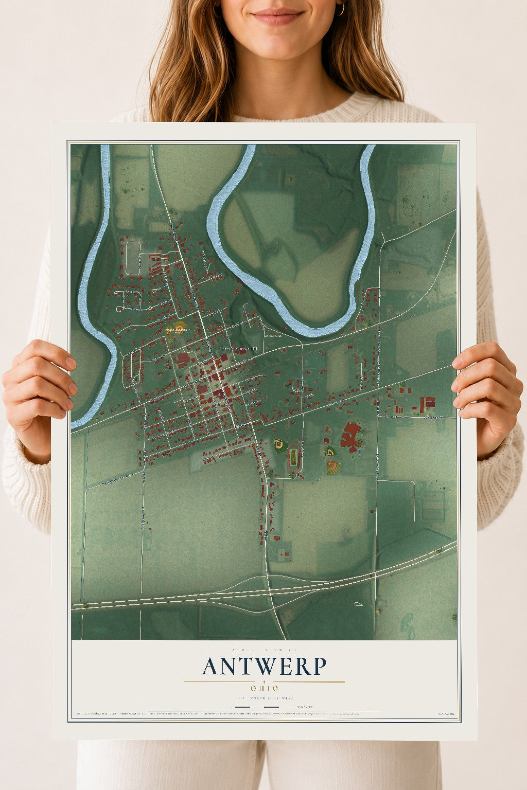 Map of Antwerp, Ohio, 18 x 24 inch unframed archival matte print