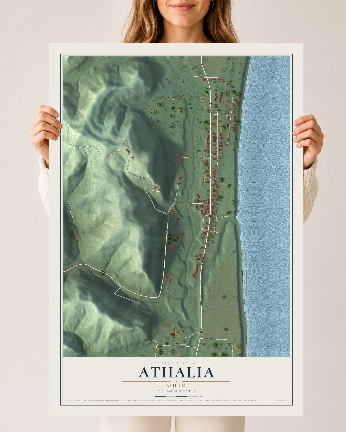 Map of Athalia, Ohio, 24 x 36 inch unframed archival matte print