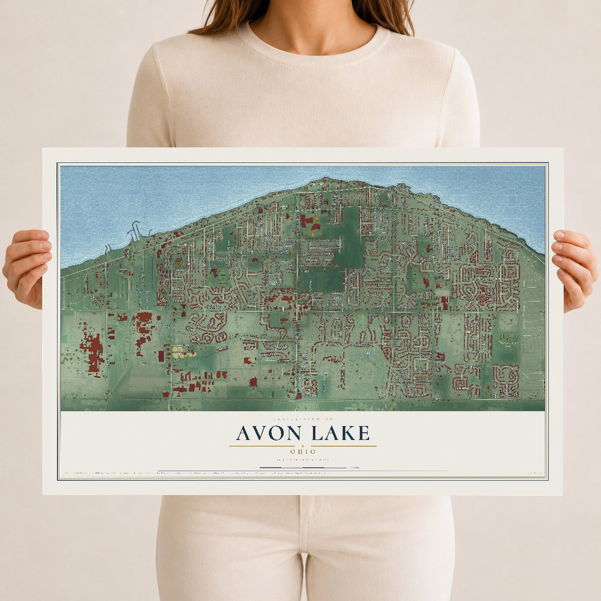 Map of Avon Lake, Ohio, 12 x 18 inch unframed archival matte print