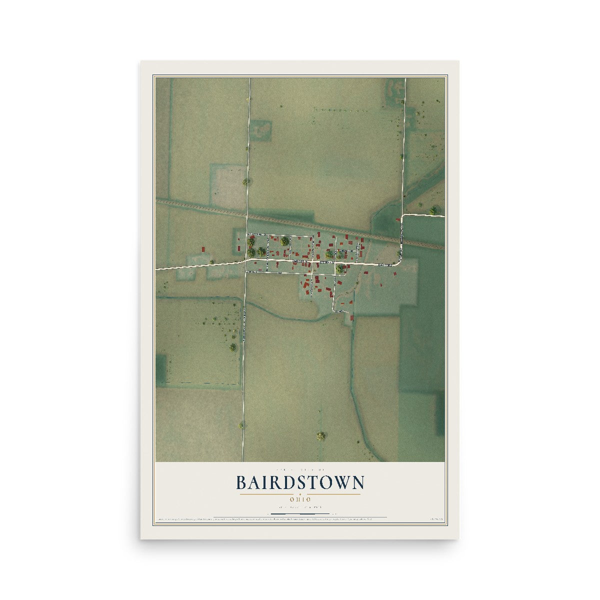 Map of Bairdstown, Ohio, 12 x 18 inch unframed archival matte print