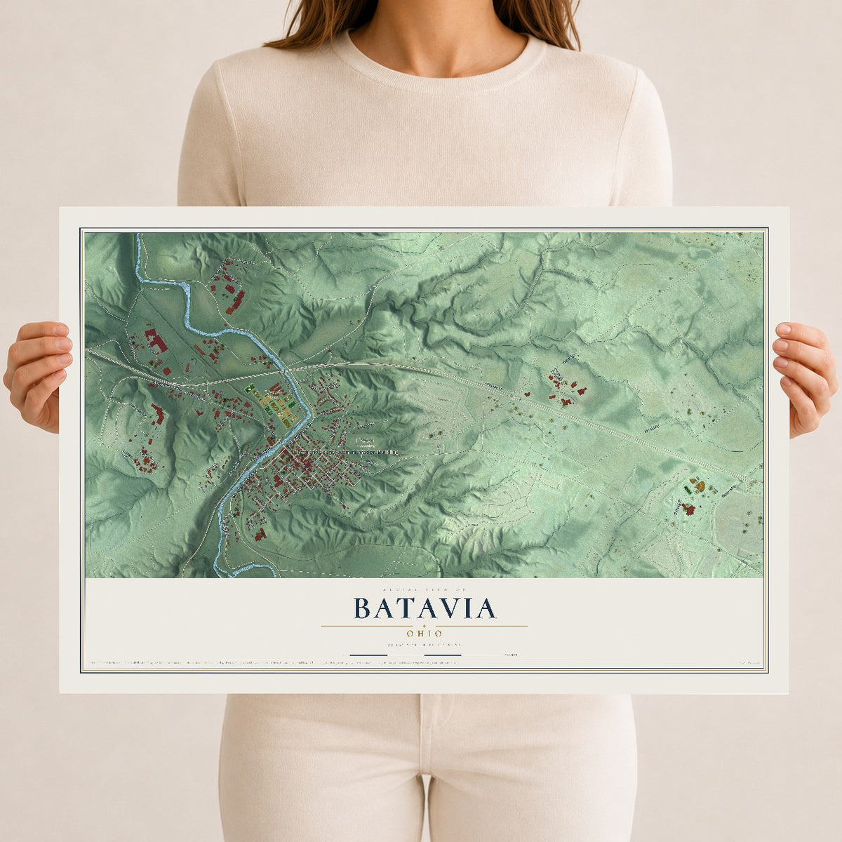 Map of Batavia, Ohio, 12 x 18 inch unframed archival matte print