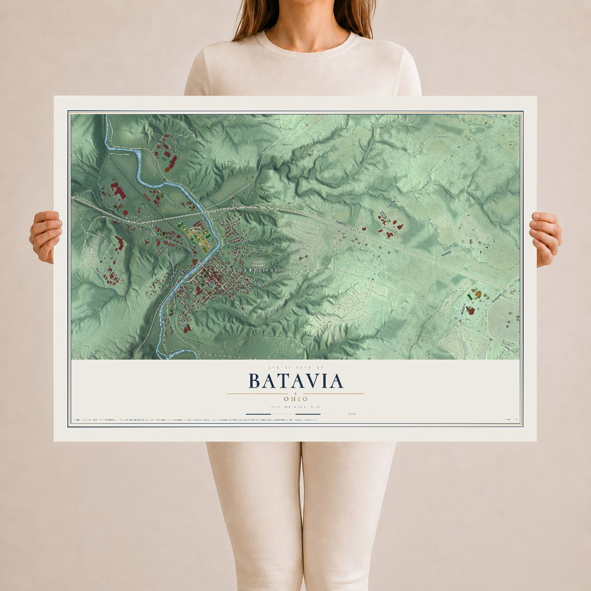 Map of Batavia, Ohio, 24 x 36 inch unframed archival matte print